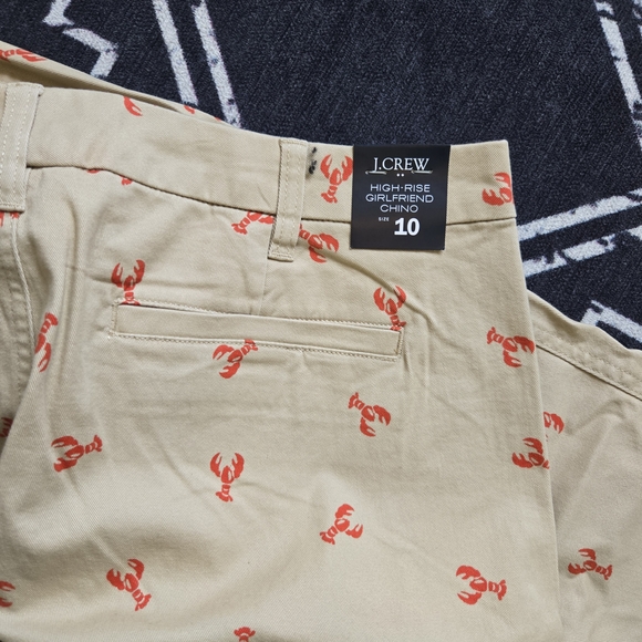 J. Crew Pants - J. Crew Red and Tan Chino Pants with Lobster Print
